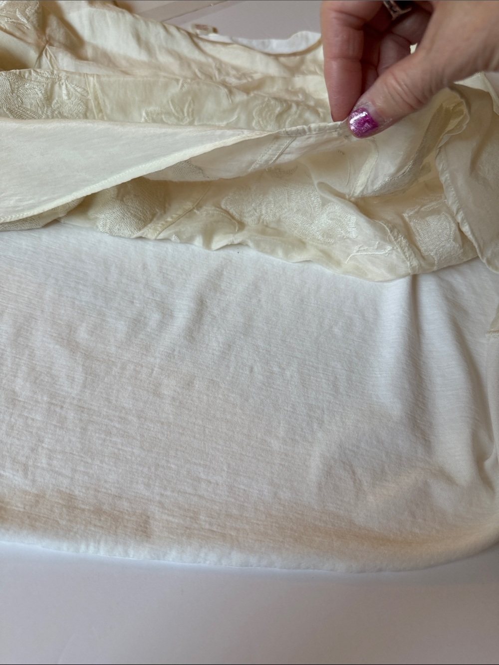 Sundance Cream Embroidered Silk & Cotton Floral Tunic. Size XL. - Picture 12 of 16